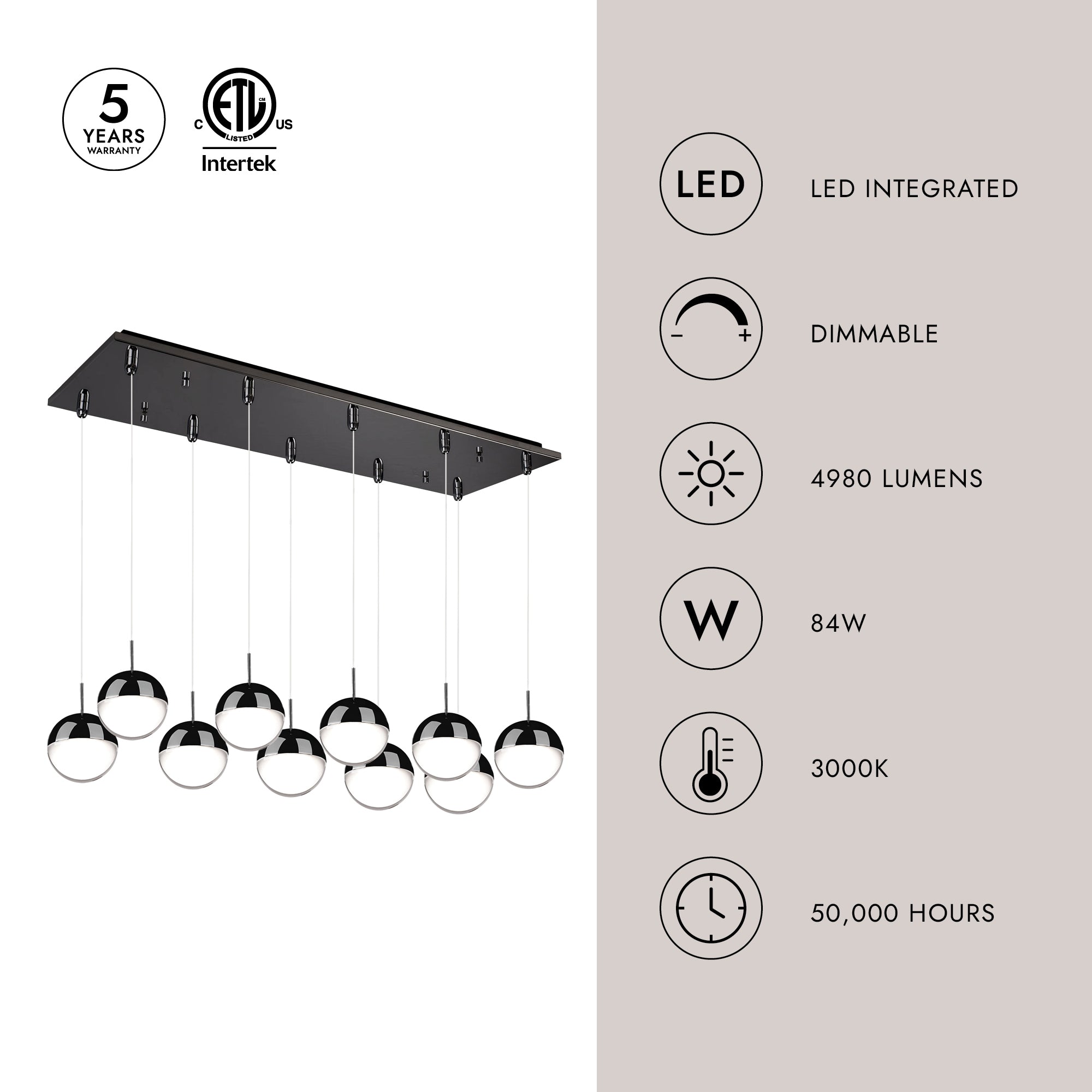 Pluto 4-in 10 Head Multi Pendant