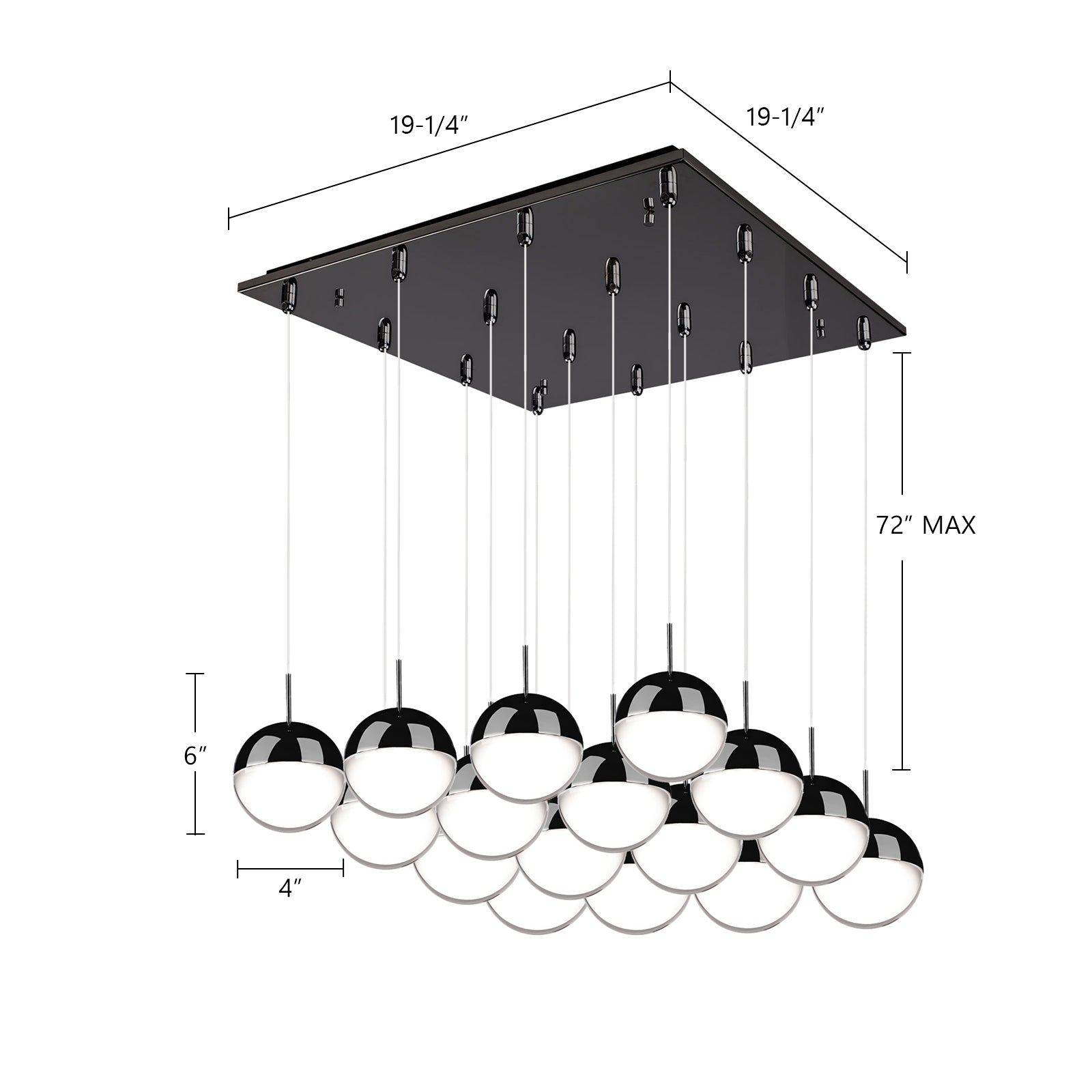 Pluto 4-in 16 Head Multi Pendant