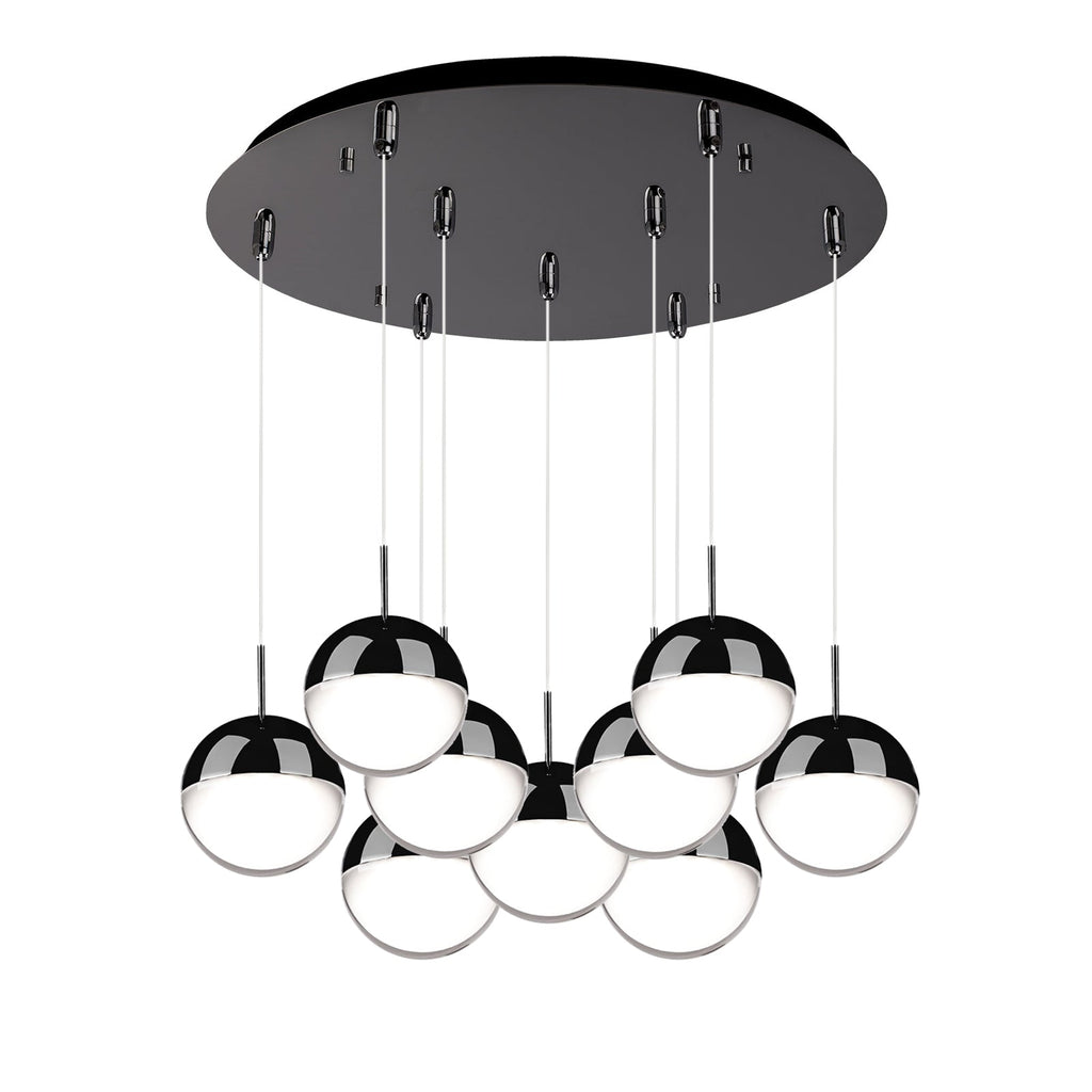 Pluto 4-in 9 Head Multi Pendant — Black Chrome