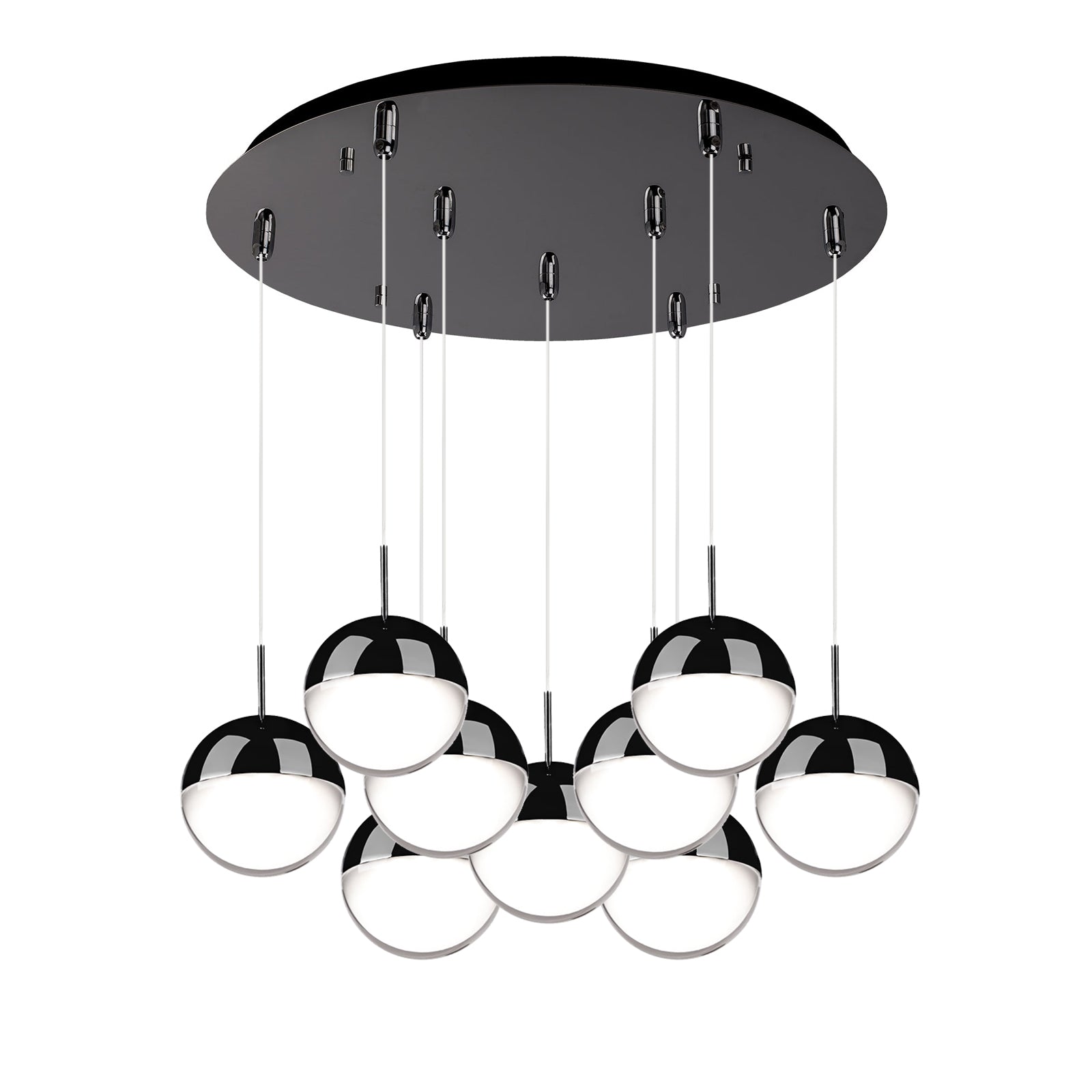Pluto 4-in 9 Head Multi Pendant — Black Chrome
