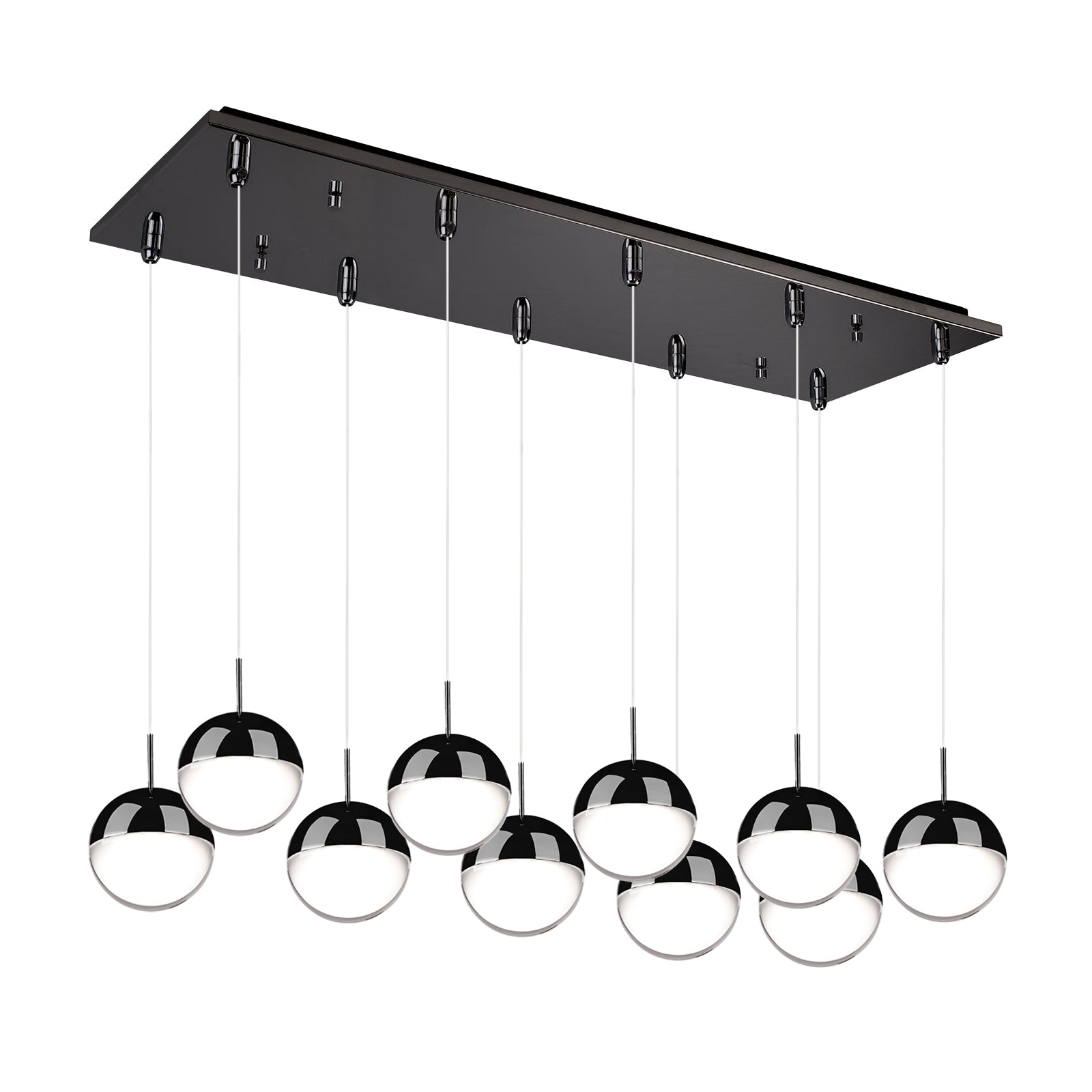 Pluto 4-in 10 Head Multi Pendant — Black Chrome