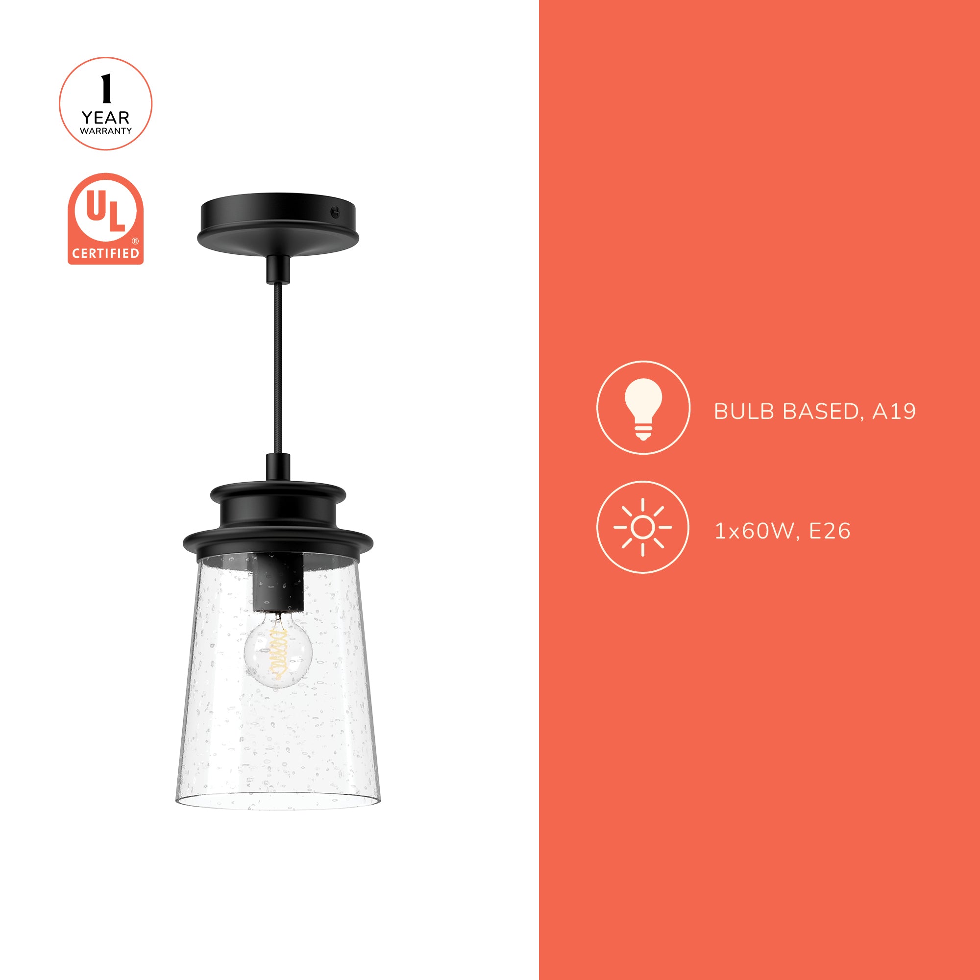 Quincy 6-in Exterior Pendant