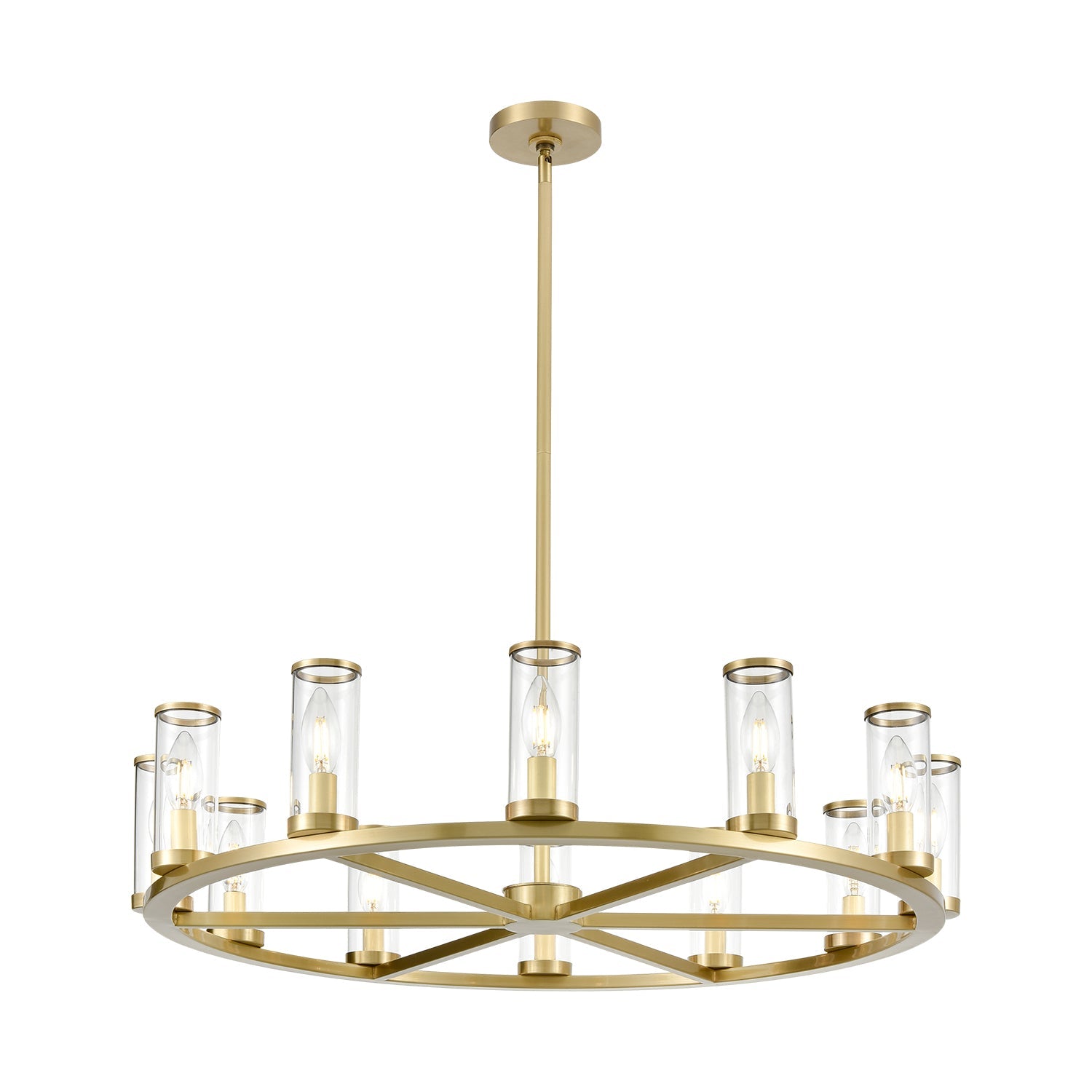 Revolve 33-in Chandelier — Clear Glass/Natural Brass