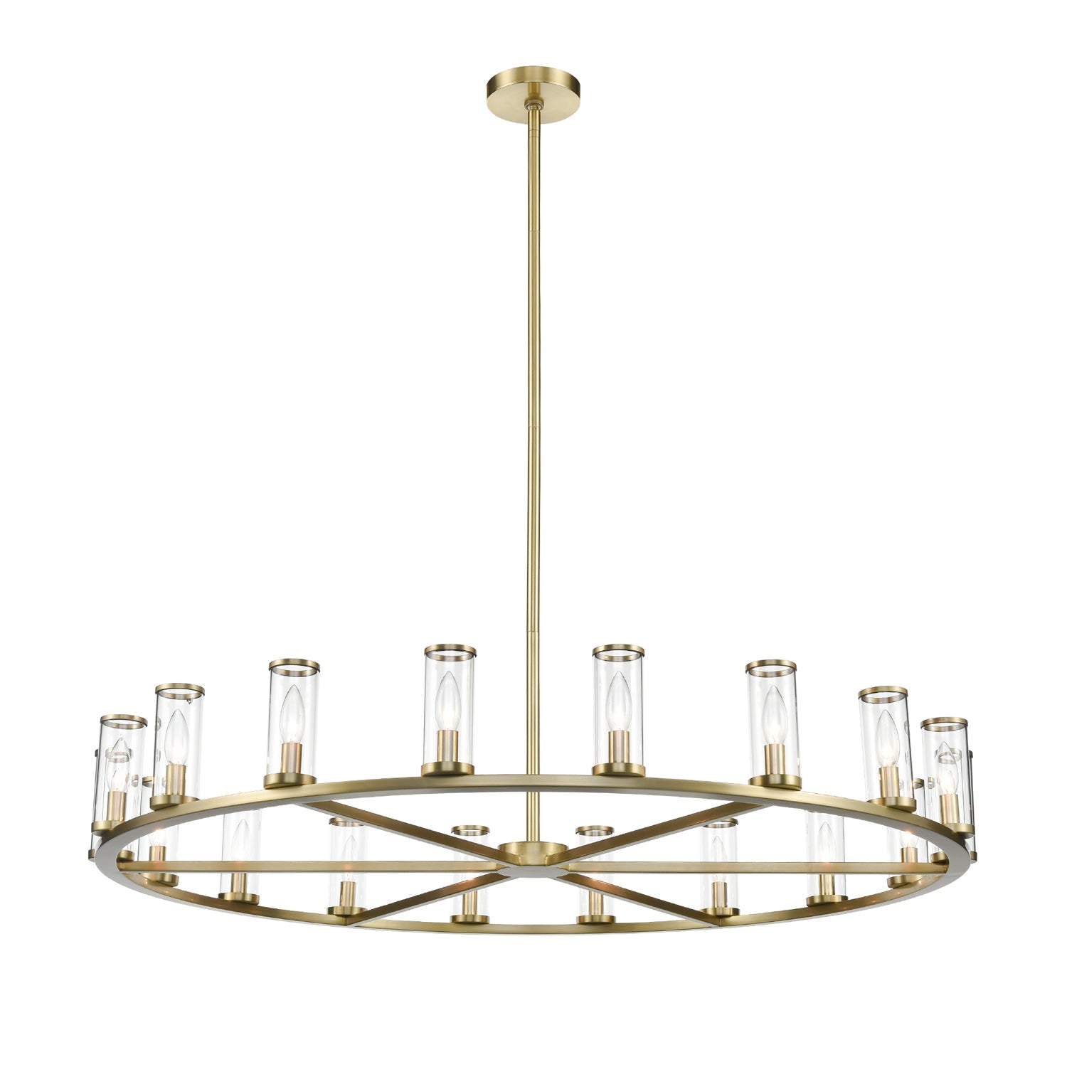 Revolve 48-in Chandelier — Clear Glass/Natural Brass