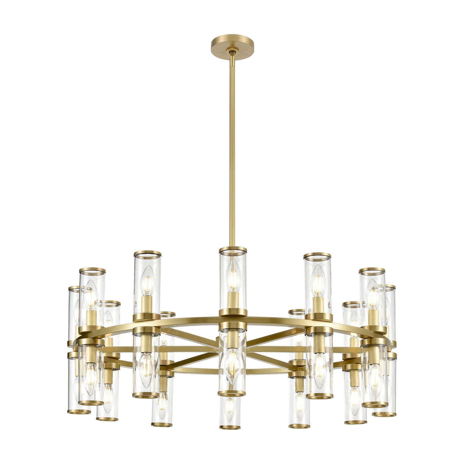 Revolve 33-in Chandelier — Clear Glass/Natural Brass