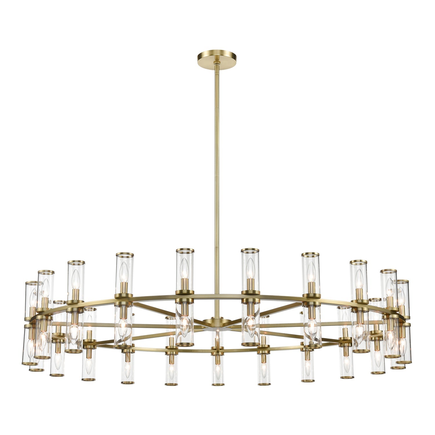 Revolve 61-in Chandelier — Clear Glass/Natural Brass