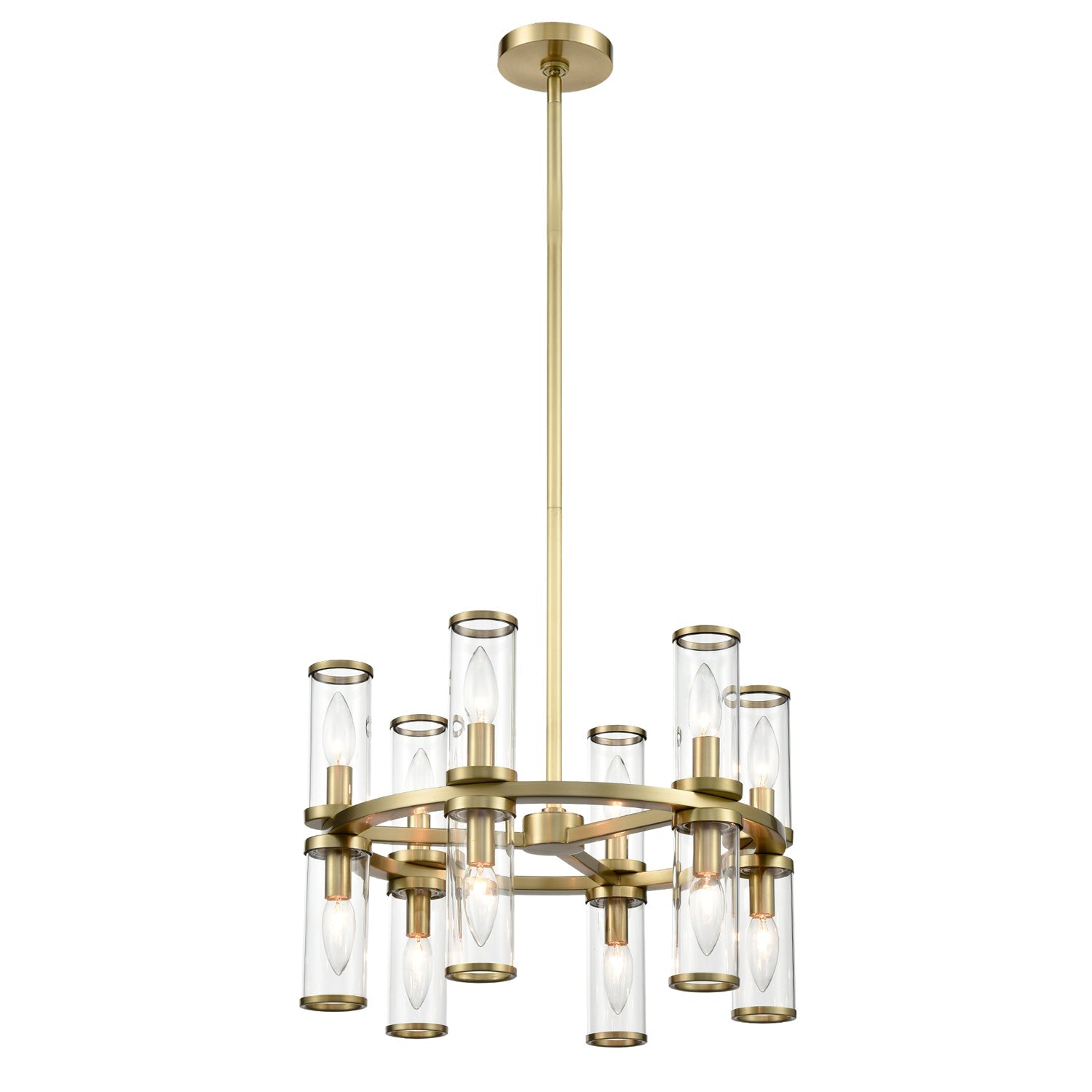 Revolve 19-in Chandelier — Clear Glass/Natural Brass