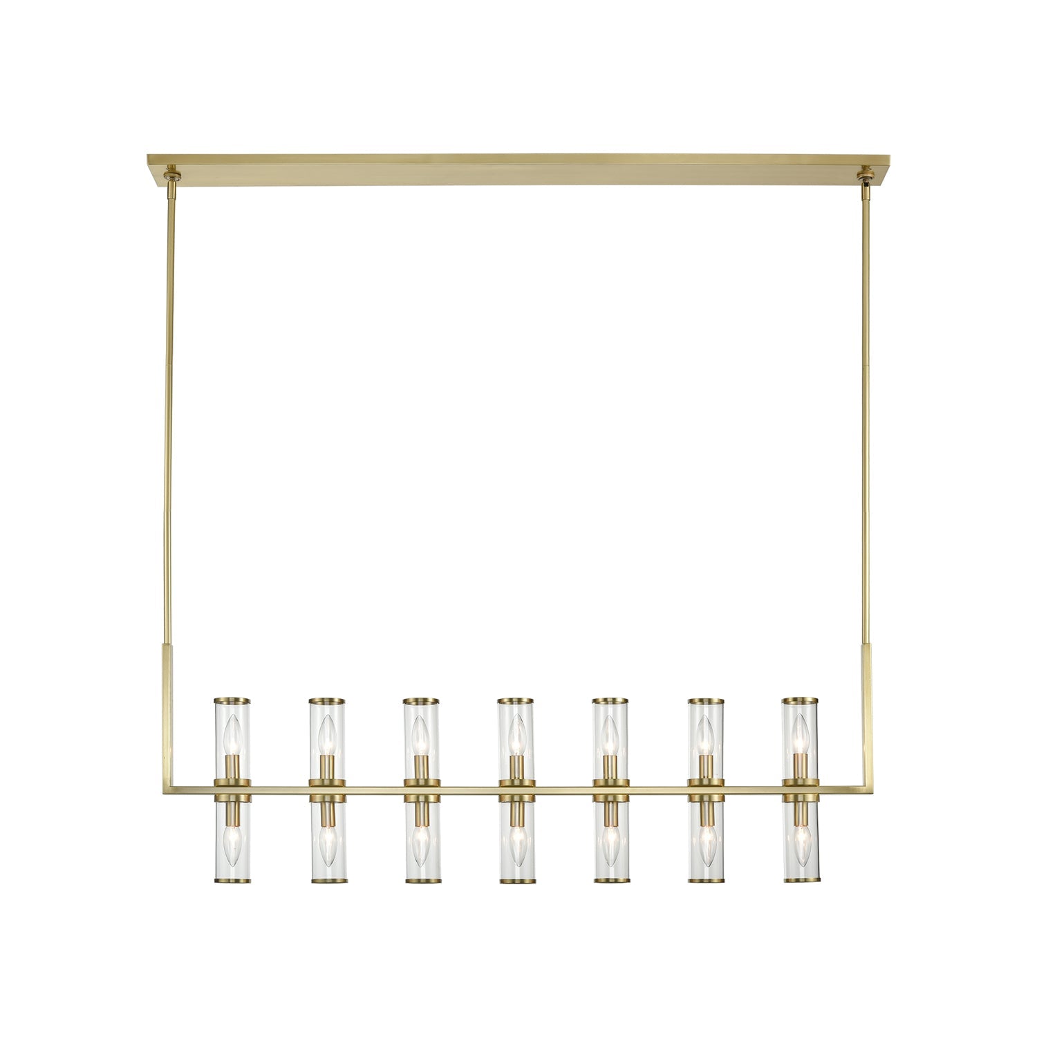 Revolve 47-in Linear Pendant — Clear Glass/Natural Brass