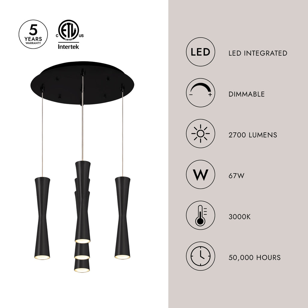 Robson 2-in 5 Head Multi Pendant