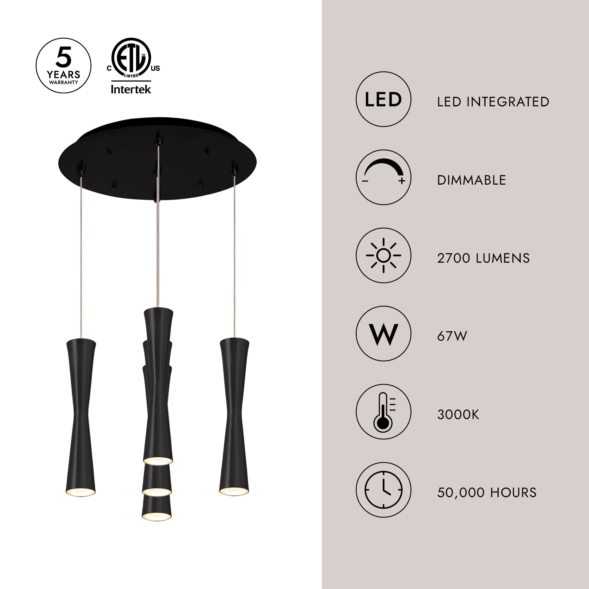 Robson 2-in 5 Head Multi Pendant