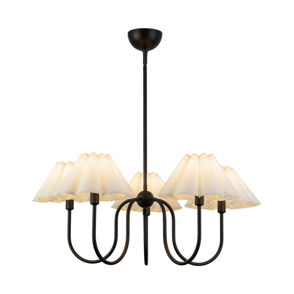 Rosemary 31-in Chandelier — Matte Black/Folded White