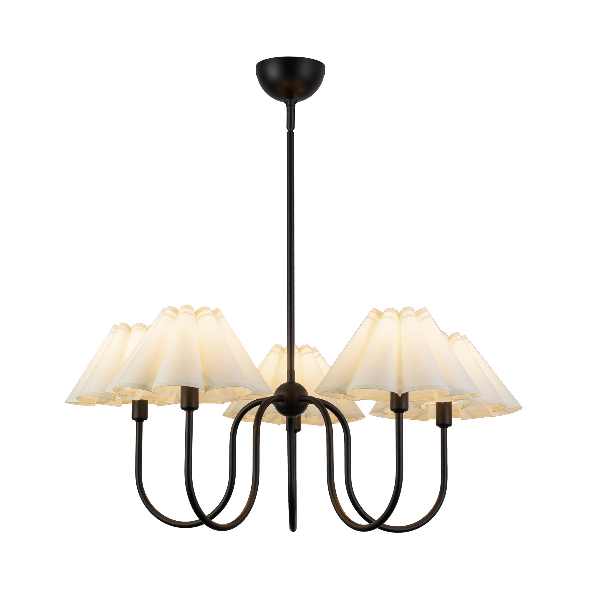 Rosemary 31-in Chandelier — Matte Black/Folded White
