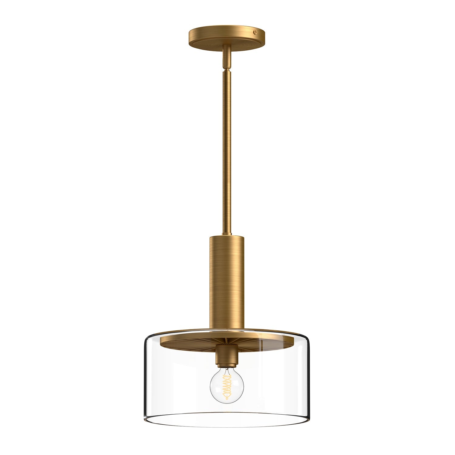 Royale 10-in Pendant — Aged Gold/Clear Glass