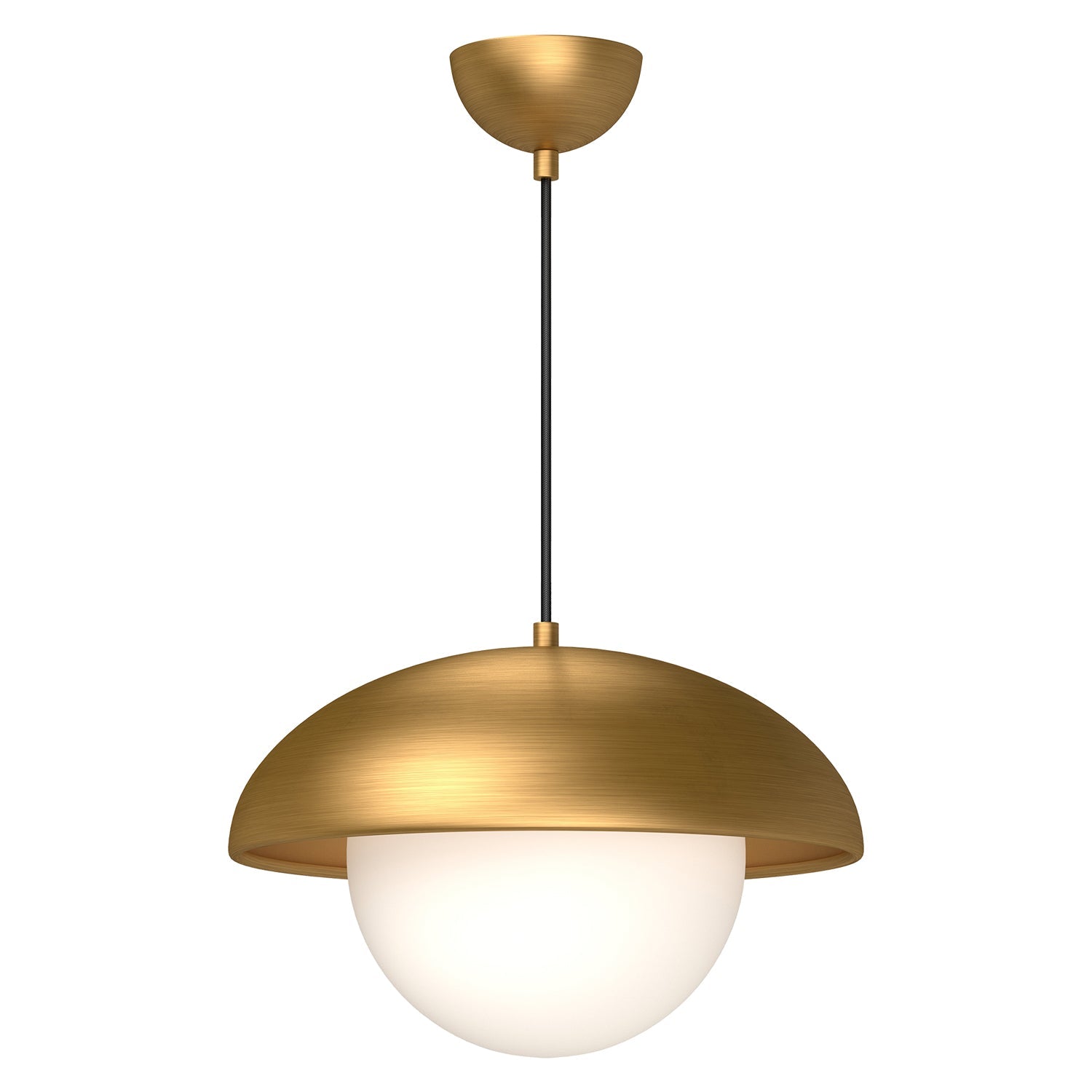 Rubio 16-in Pendant — Aged Gold/Opal Matte Glass
