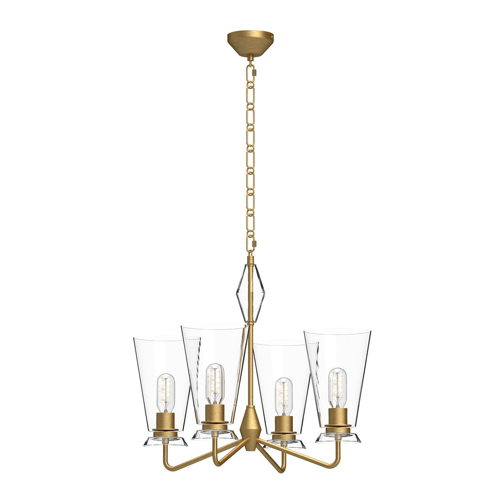 Salem 23-in Chandelier — Brushed Gold/Clear Glass