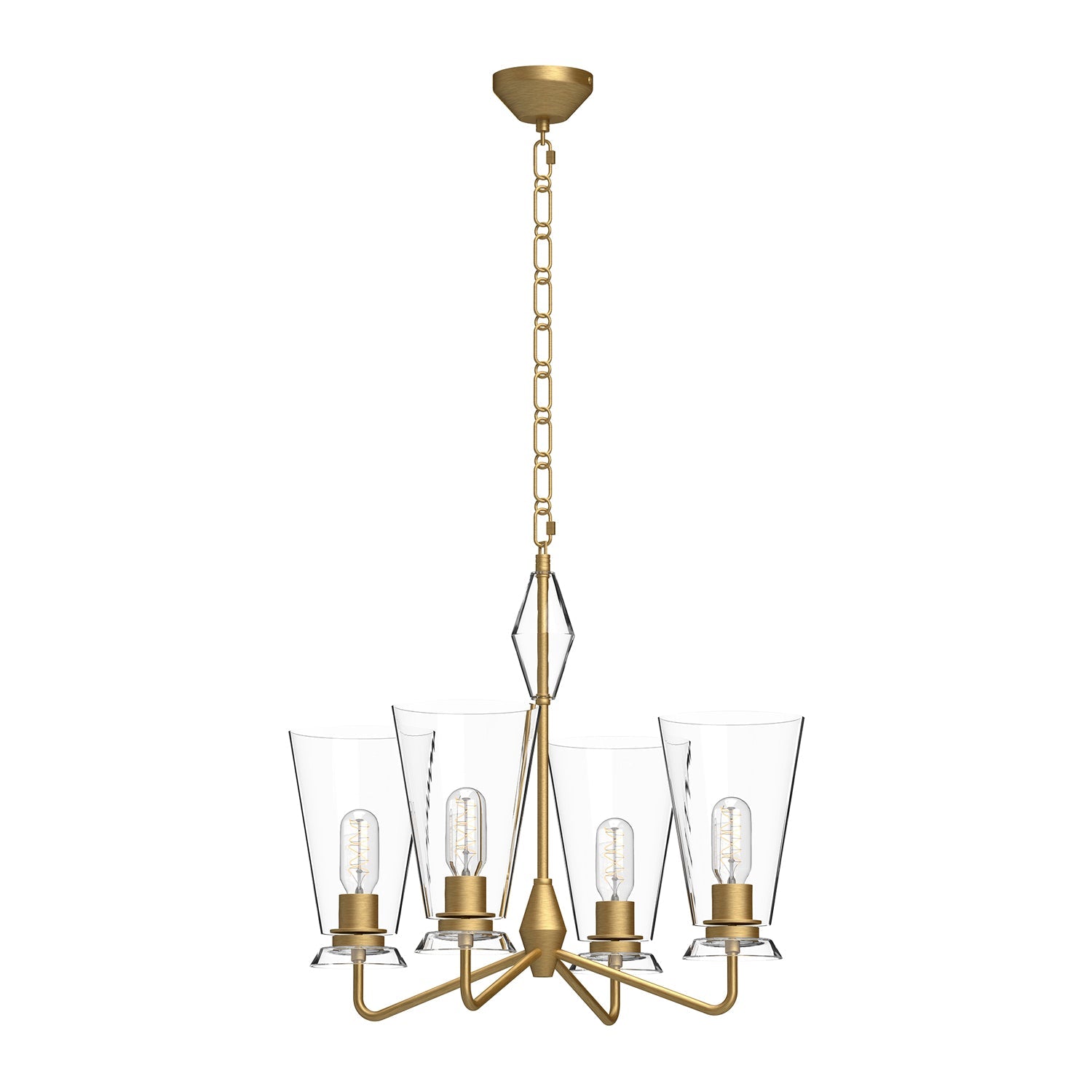 Salem 23-in Chandelier — Brushed Gold/Clear Glass