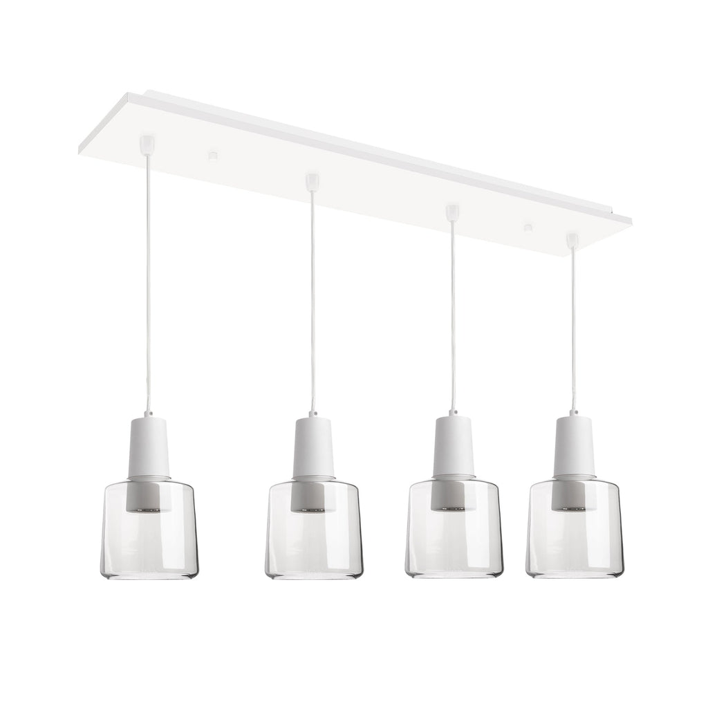 Samson 6-in 4 Head Multi Pendant — White/Clear Glass