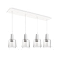 Samson 6-in 4 Head Multi Pendant — White/Clear Glass