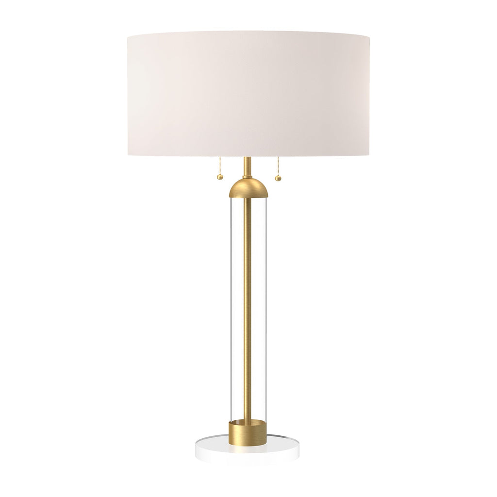 Sasha 18-in Table Lamp — Brushed Gold/White Linen