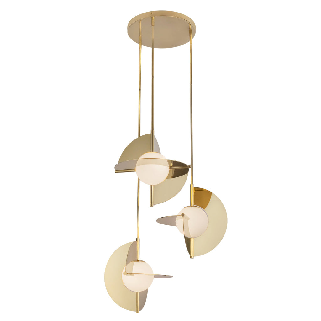 Scorpio 27-in Chandelier — Metallic Brass/Opal Glass [Universal Voltage]