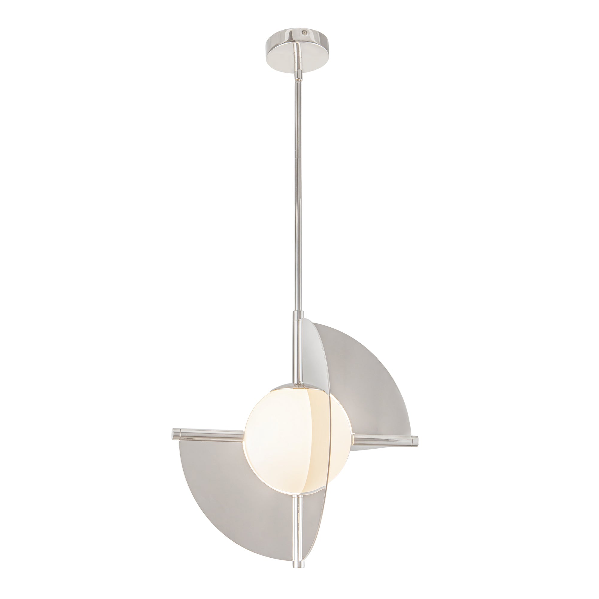 Scorpio 16-in Pendant — Polished Nickel/Opal Glass [Universal Voltage]
