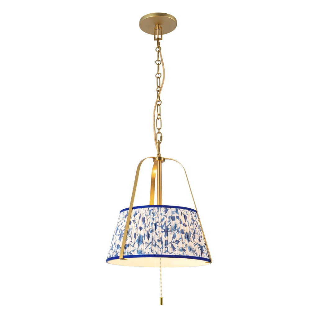 Scout 13-in Pendant — Brushed Gold/Blue Linen