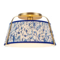 Scout 13-in Semi-Flush Mount — Brushed Gold/Blue Linen