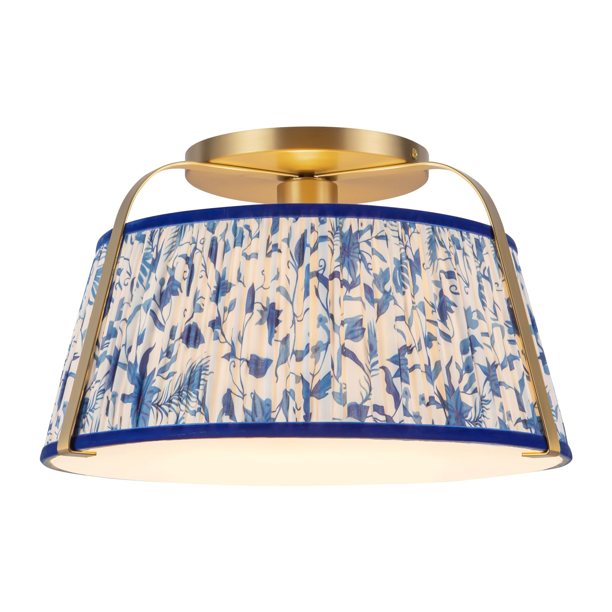 Scout 13-in Semi-Flush Mount — Brushed Gold/Blue Linen