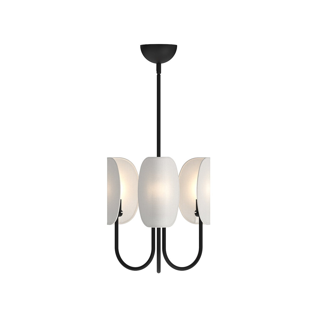 Seno 15-in Chandelier — Matte Black/White Cotton Fabric