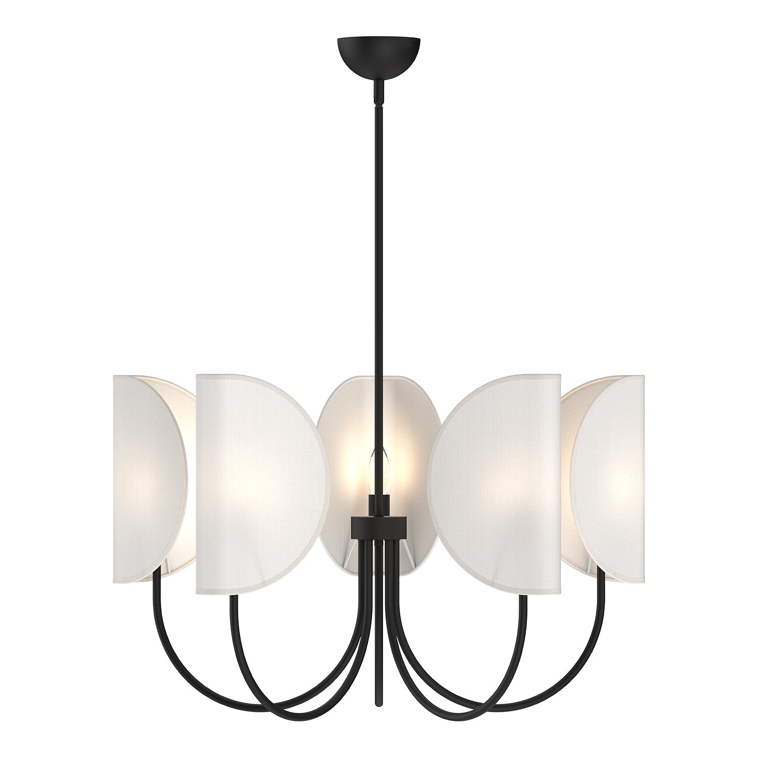 Seno 32-in Chandelier — Matte Black/White Cotton Fabric