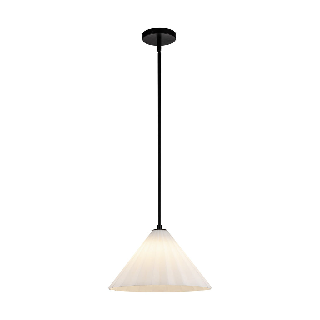 Serena 14-in Pendant — Matte Black/Opal Glass