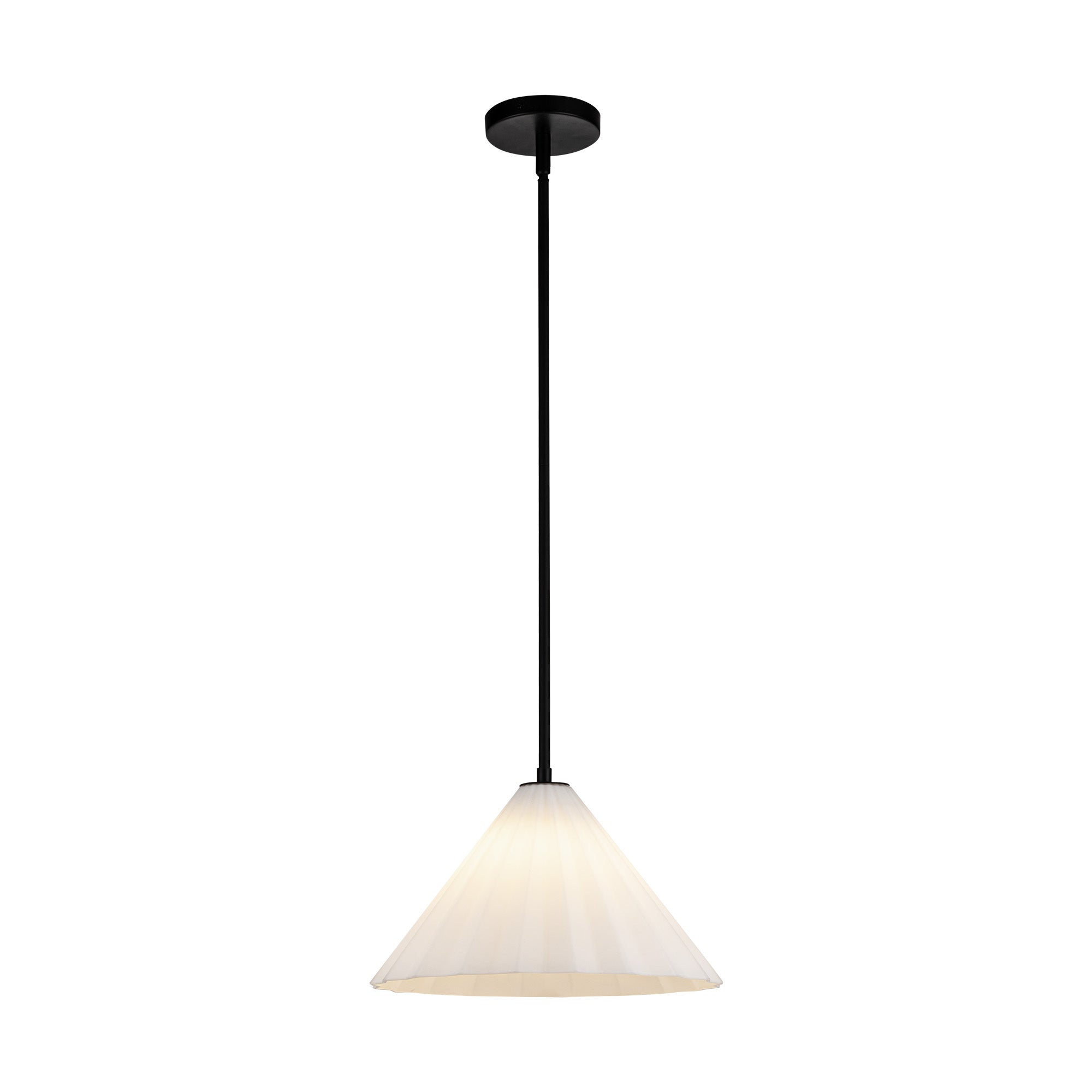 Serena 14-in Pendant — Matte Black/Opal Glass
