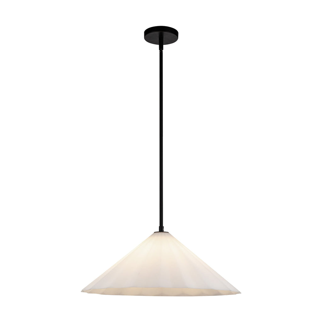 Serena 20-in Pendant — Matte Black/Opal Glass
