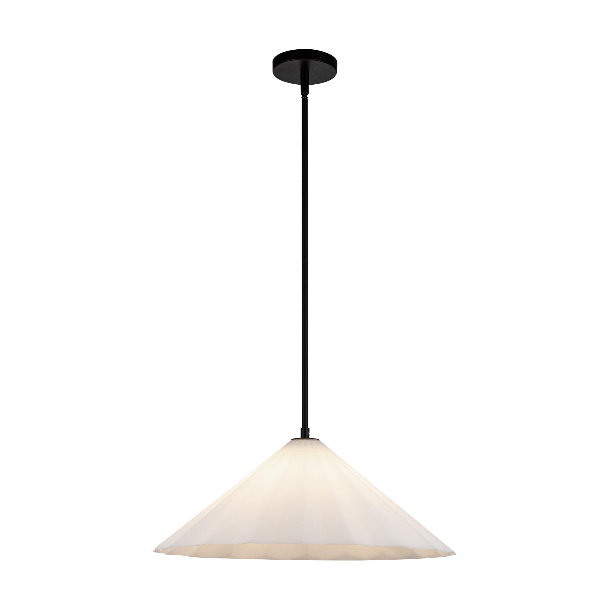 Serena 20-in Pendant — Matte Black/Opal Glass