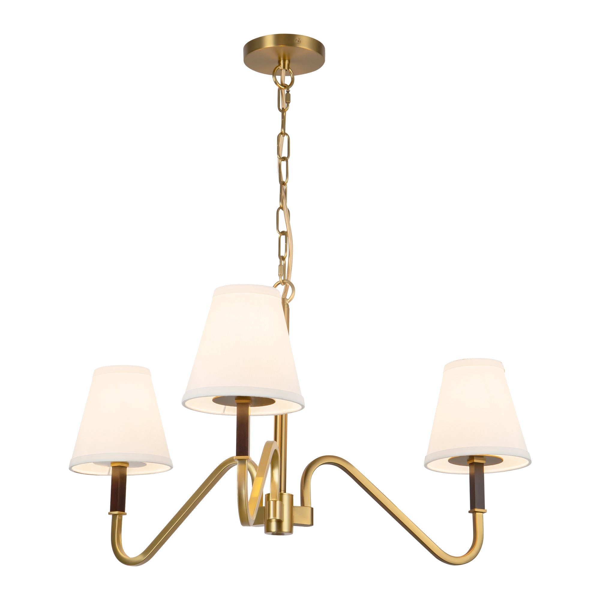 Sloan 30-in Chandelier — Brushed Gold/White Linen