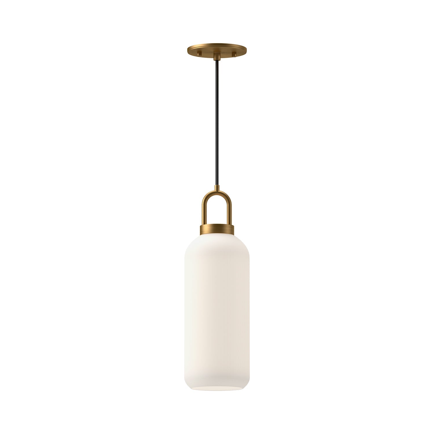 Soji 5-in Pendant — Aged Gold/Opal Matte Glass