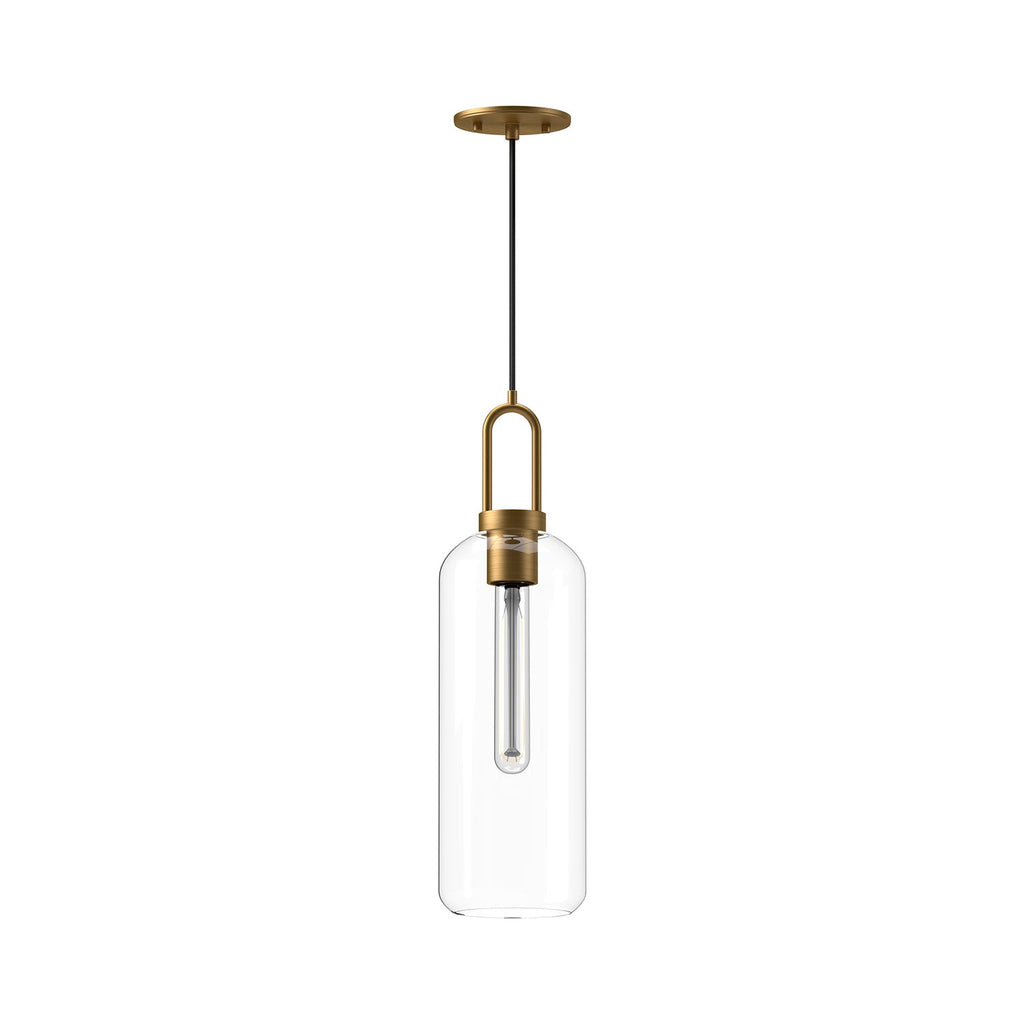 Soji 6-in Pendant — Aged Gold/Clear Glass