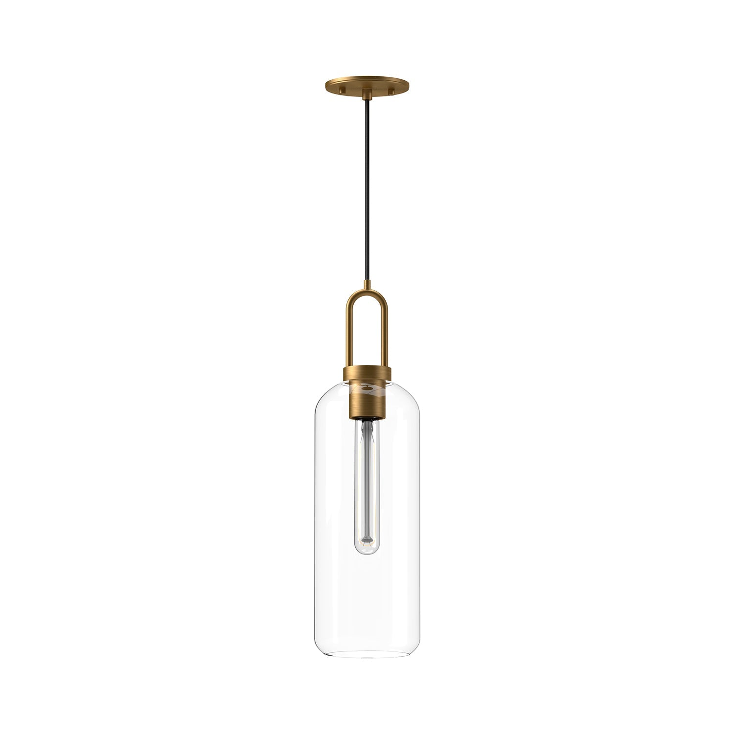 Soji 6-in Pendant — Aged Gold/Clear Glass