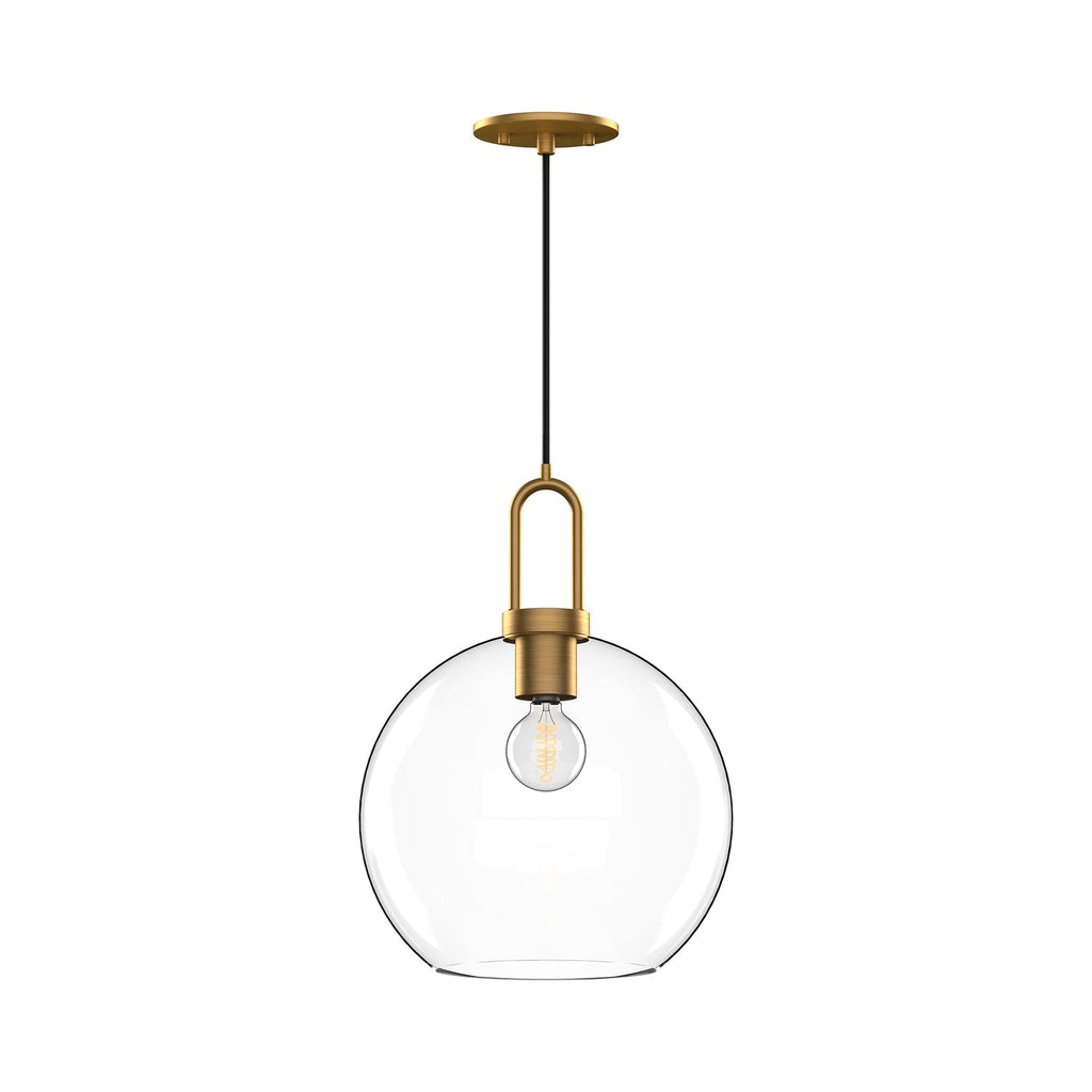 Soji 10-in Pendant — Aged Gold/Clear Glass