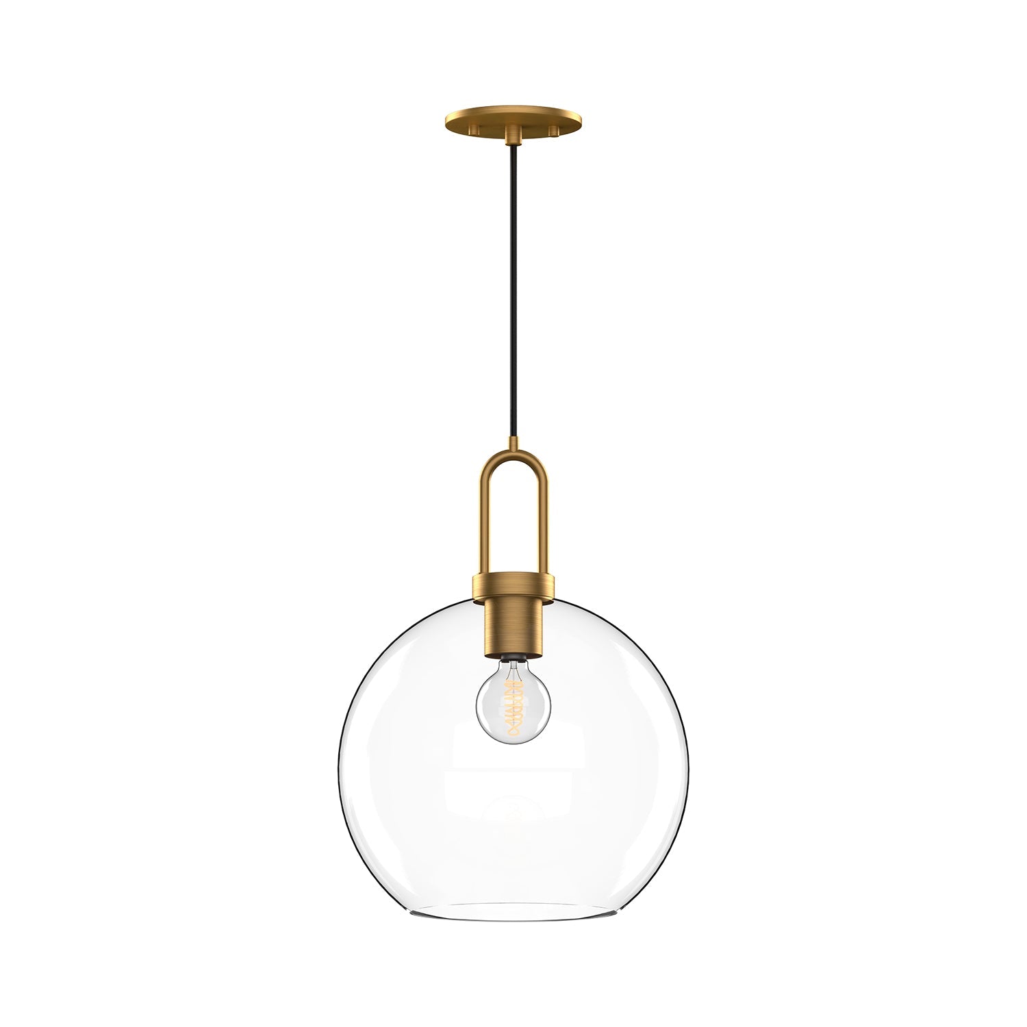 Soji 10-in Pendant — Aged Gold/Clear Glass