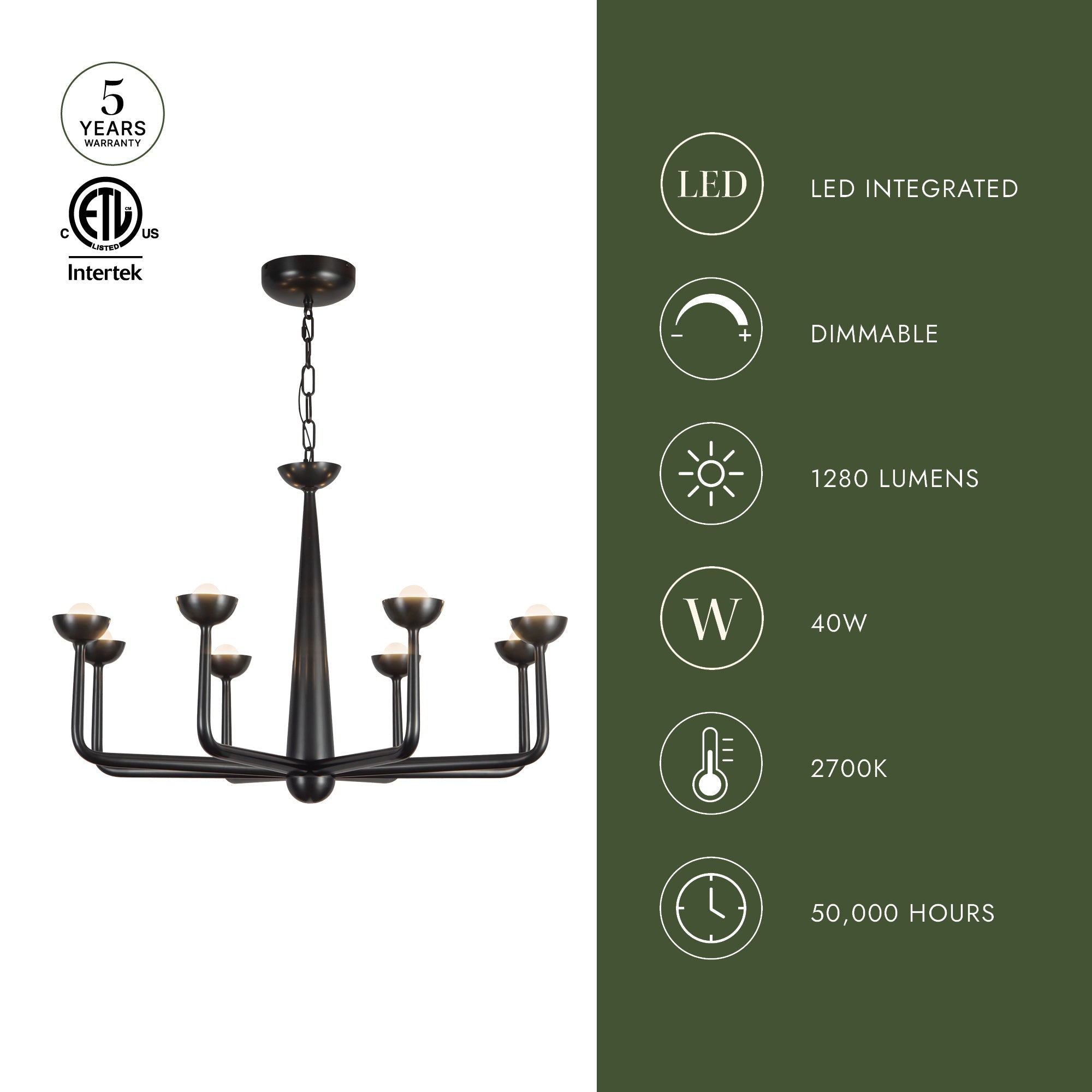 Spade 30-in Chandelier