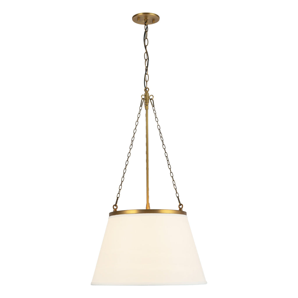 Speakeasy 18-in Pendant — Aged Gold/White Linen