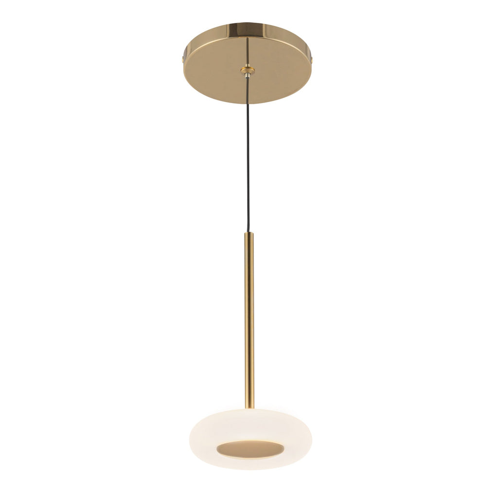 Stephord 4-in Pendant — Metallic Brass/Frosted Glass