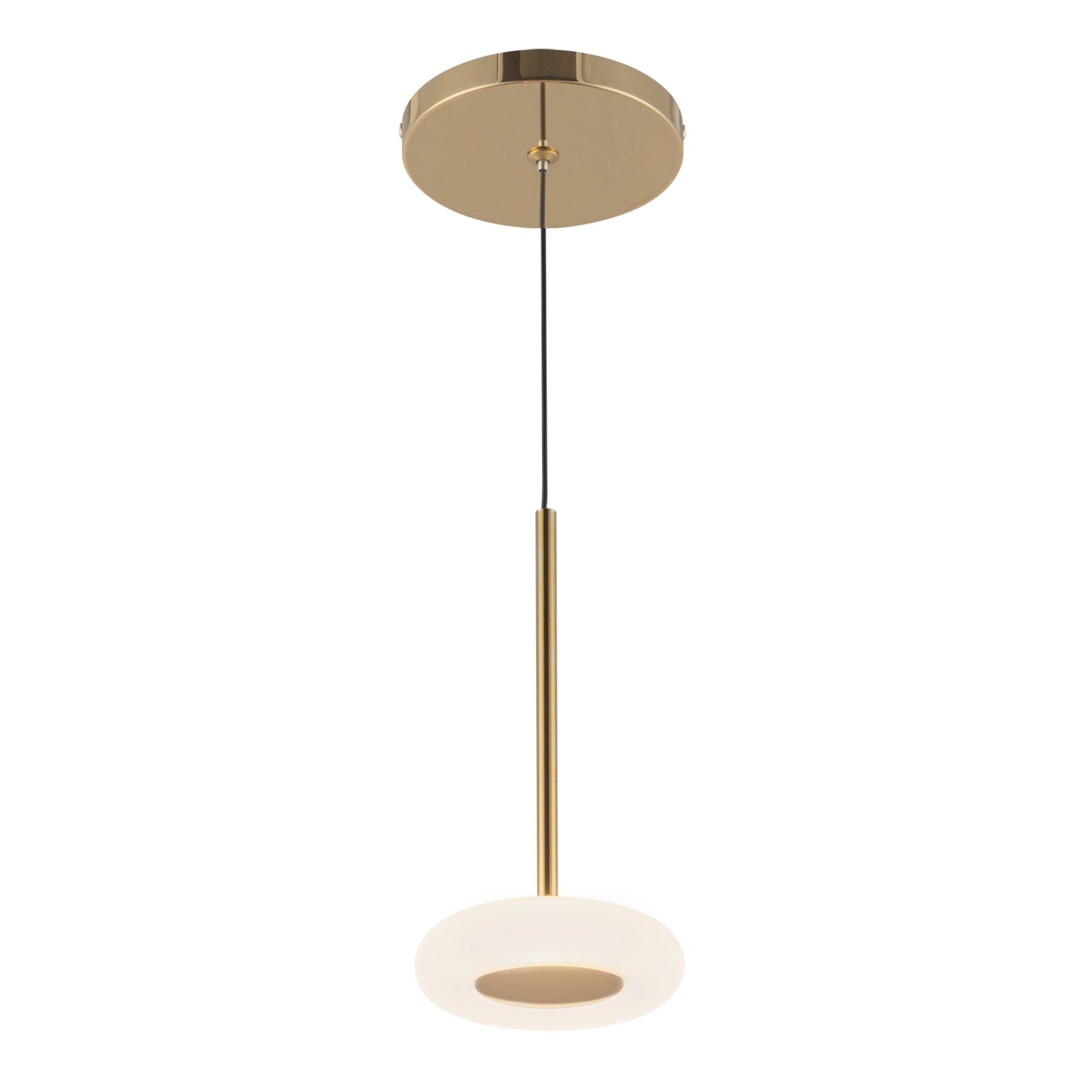 Stephord 4-in Pendant — Metallic Brass/Frosted Glass