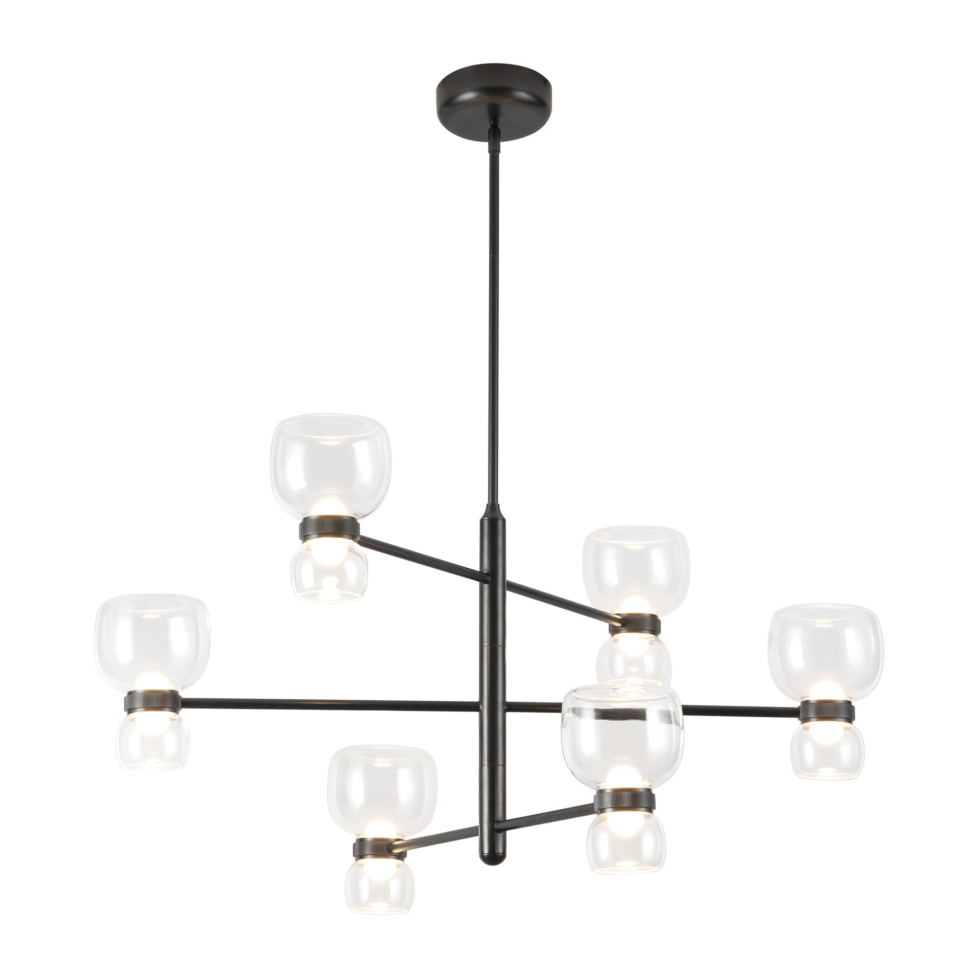 Sutton 36-in Chandelier — Urban Bronze/Clear Glass