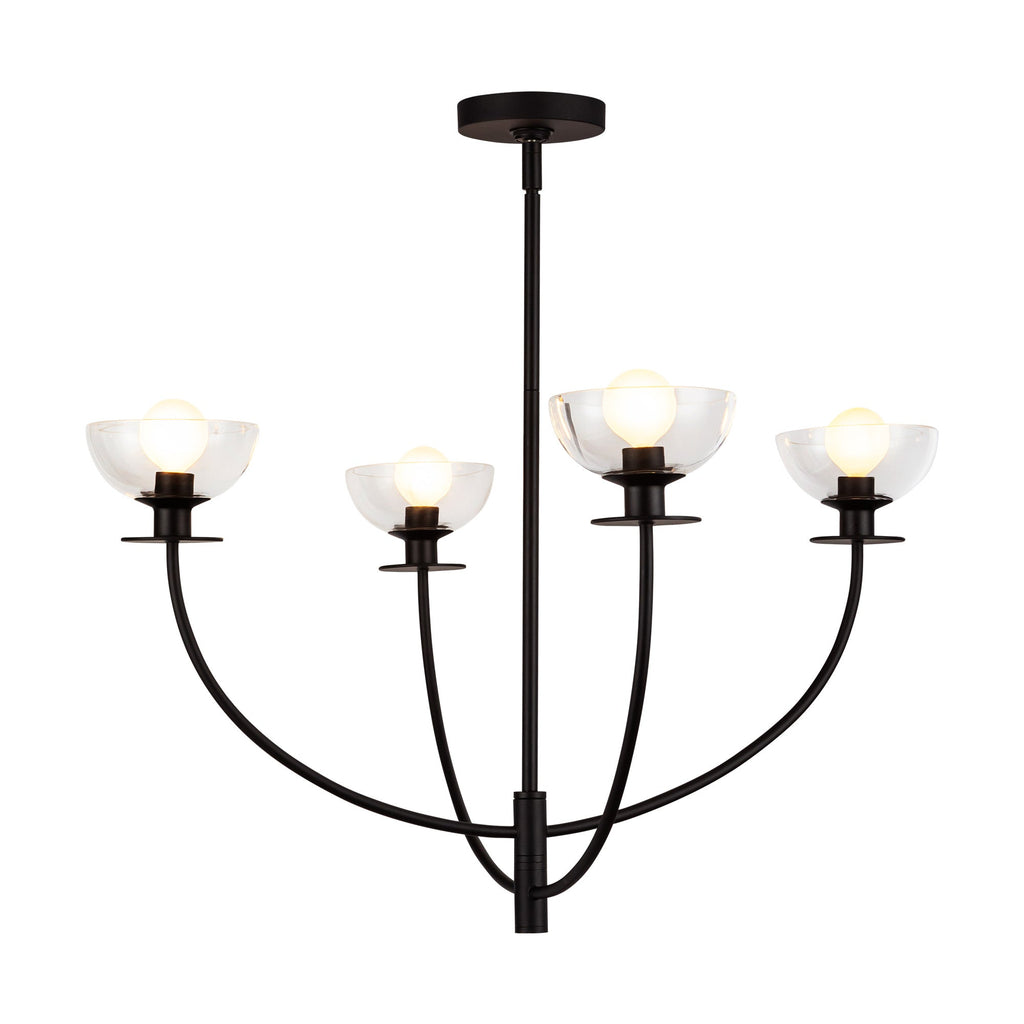 Sylvia 26-in Chandelier — Matte Black/Clear Glass