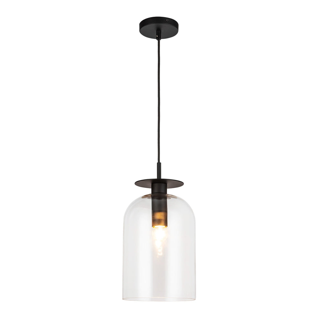 Sylvia 8-in Pendant — Matte Black/Clear Glass