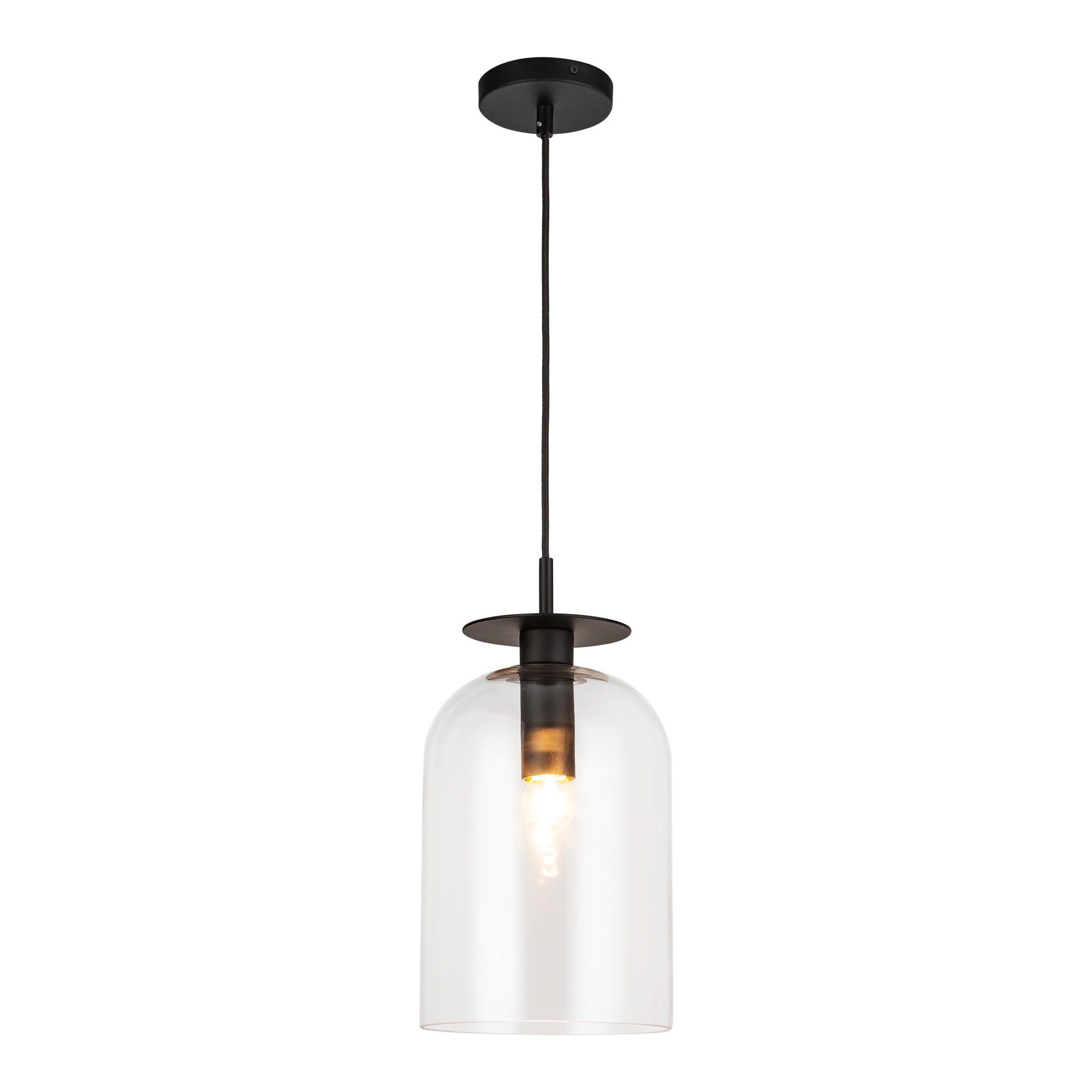 Sylvia 8-in Pendant — Matte Black/Clear Glass