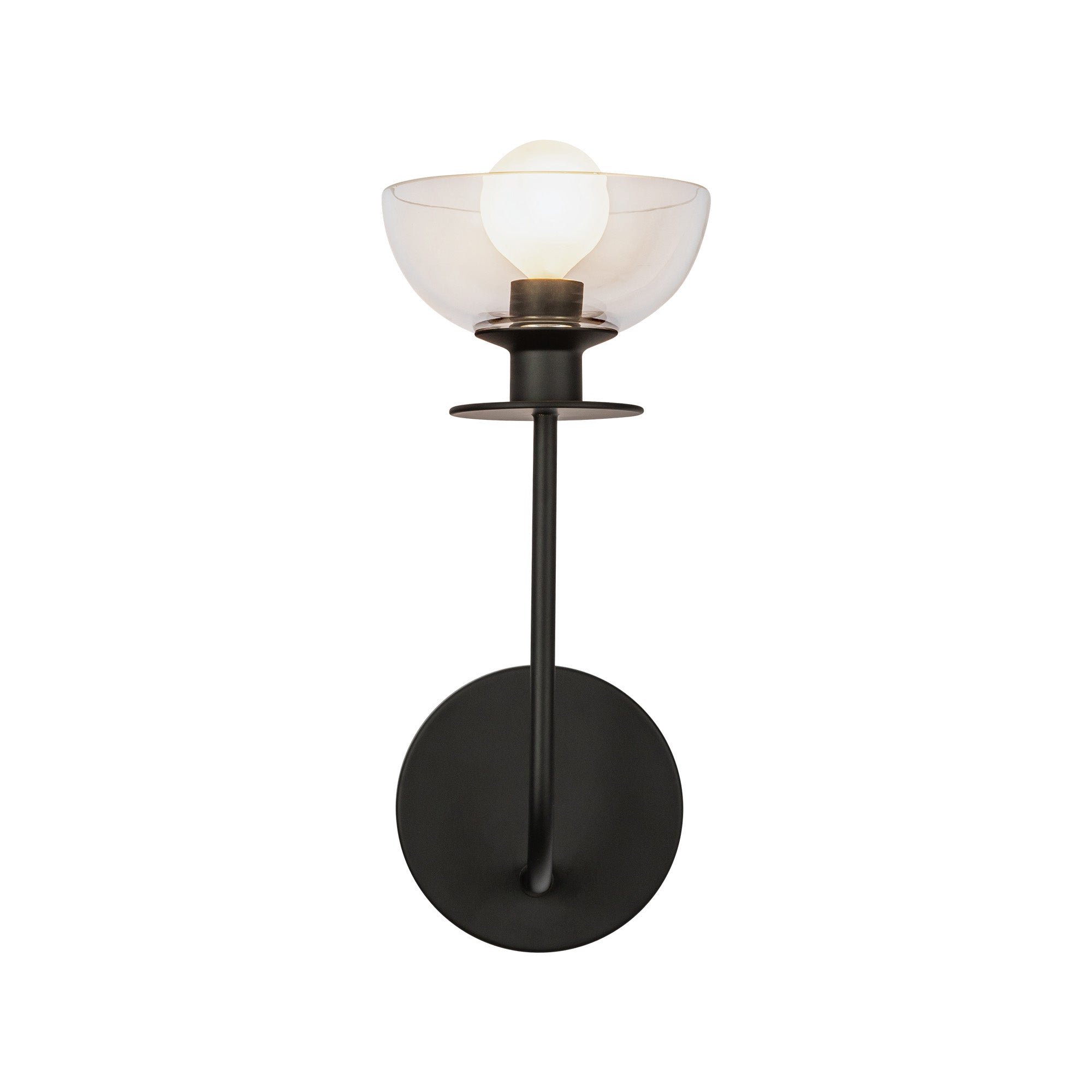 Sylvia 5-in Wall/Vanity Light — Matte Black/Clear Glass