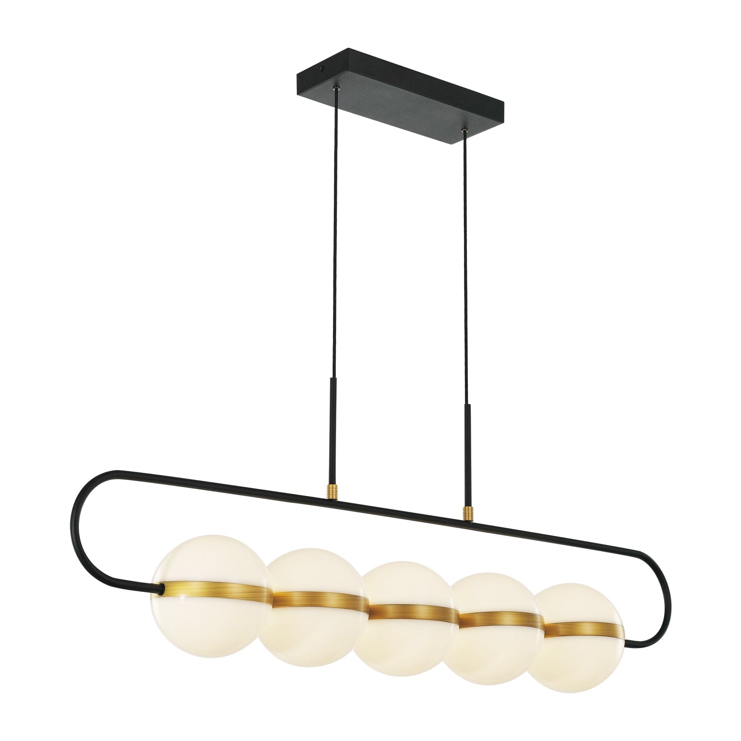 Tagliato 5 Head Linear Pendant — Matte Black/Brushed Gold